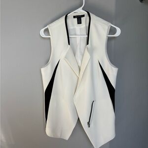 White and Black Sleeveless Vest